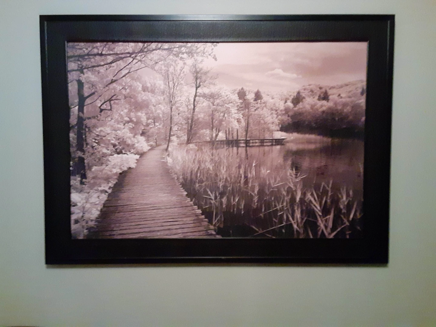 Large Framed Wall Art, Sepia Marsh Boardwalk