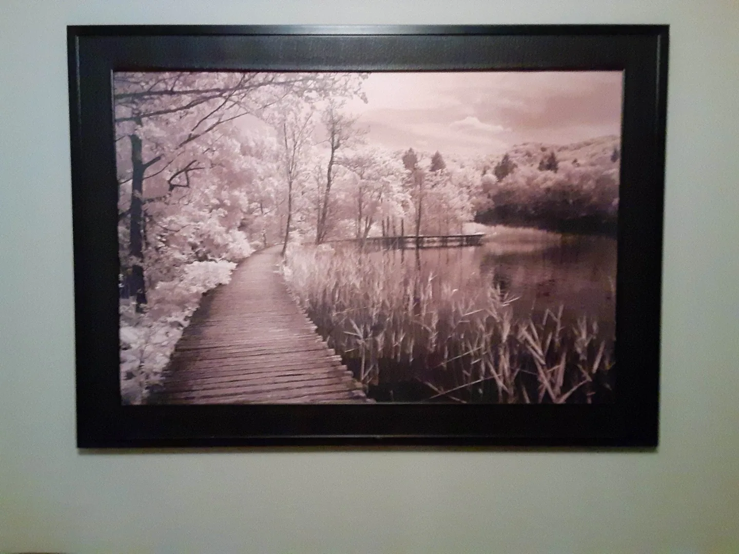 Large Framed Wall Art, Sepia Marsh Boardwalk