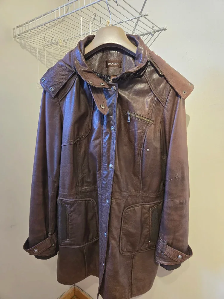 Danier Brown Leather Jacket - Size L