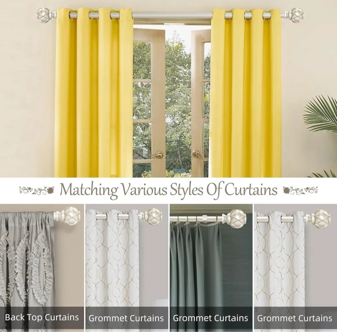 Champagne Curtain Rod 36"-88", 1" Diameter, Heavy Duty image indicator(5)