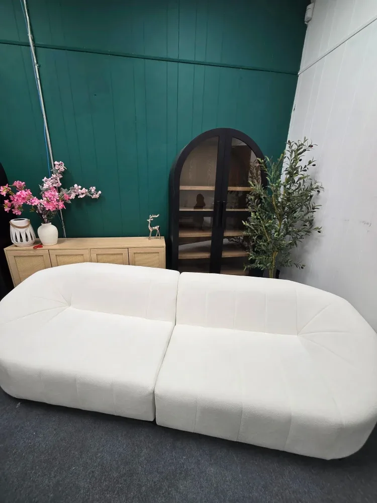 White Boucle Fabric Sofa image indicator(3)