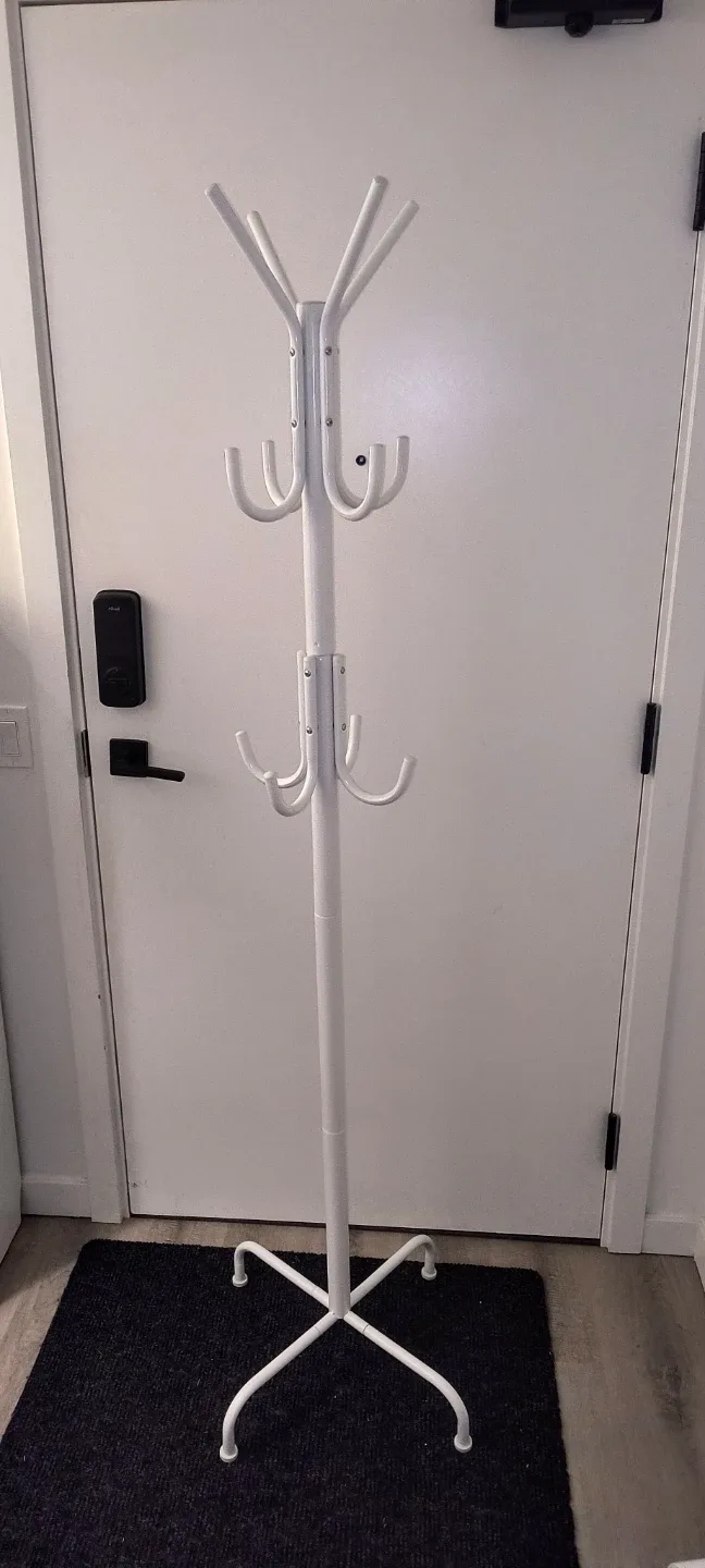 Standing White Metal Coat Rack image indicator(2)