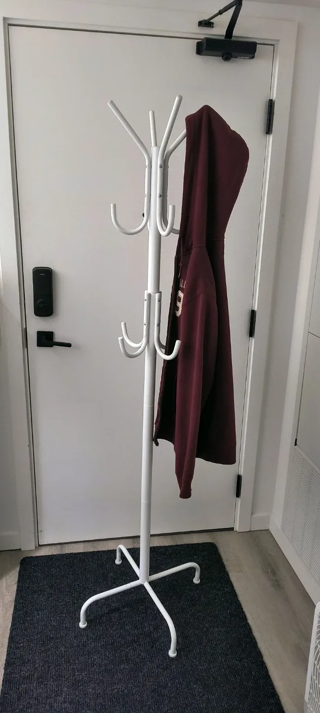 Standing White Metal Coat Rack image indicator(3)