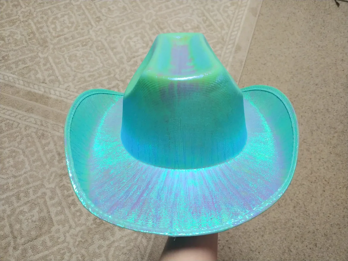 Iridescent/Holographic Turquoise Cowboy Hat image indicator(6)