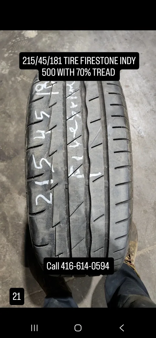 Firestone Indy 500 Tire - 215/45/181 with 70% Tread