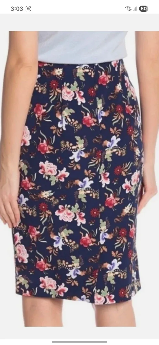 Philosophy Floral Pencil Skirt Dark Blues Size 4 image indicator(4)