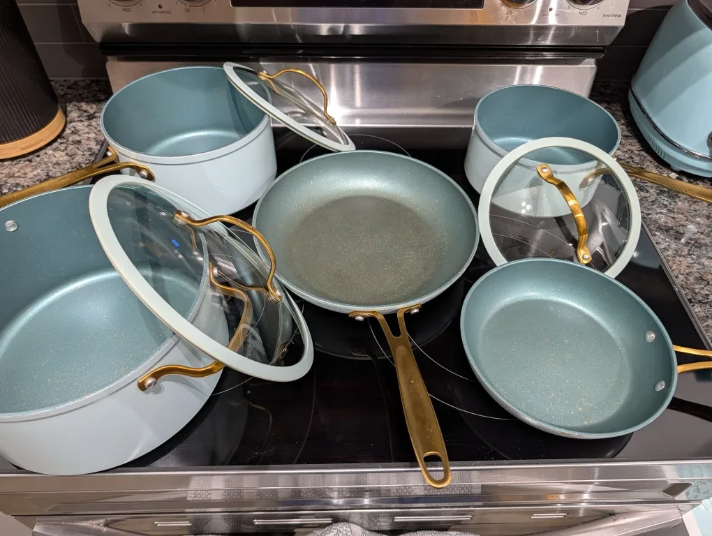 Thyme & Table Cookware Set - Teal & Gold