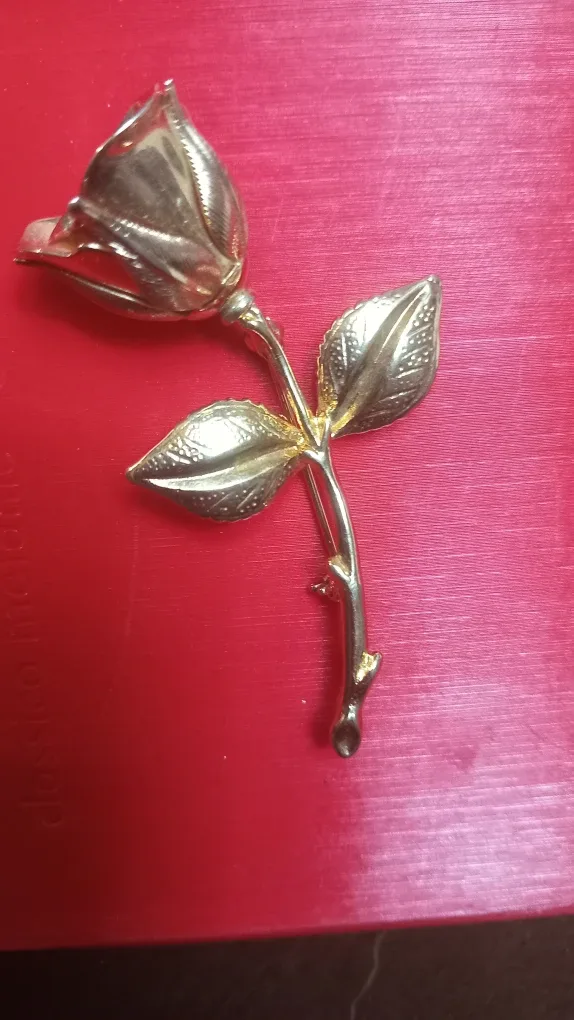 Vintage Gold Rose Brooch