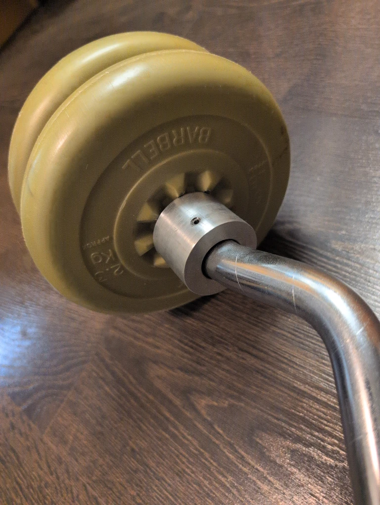 York Barbell Curl Bar  &  four 5 lb weights - photo 2