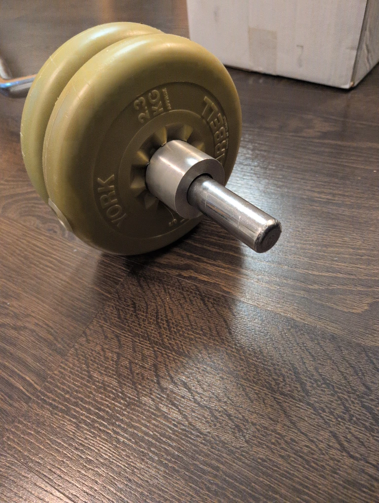 York Barbell Curl Bar  &  four 5 lb weights - photo 5