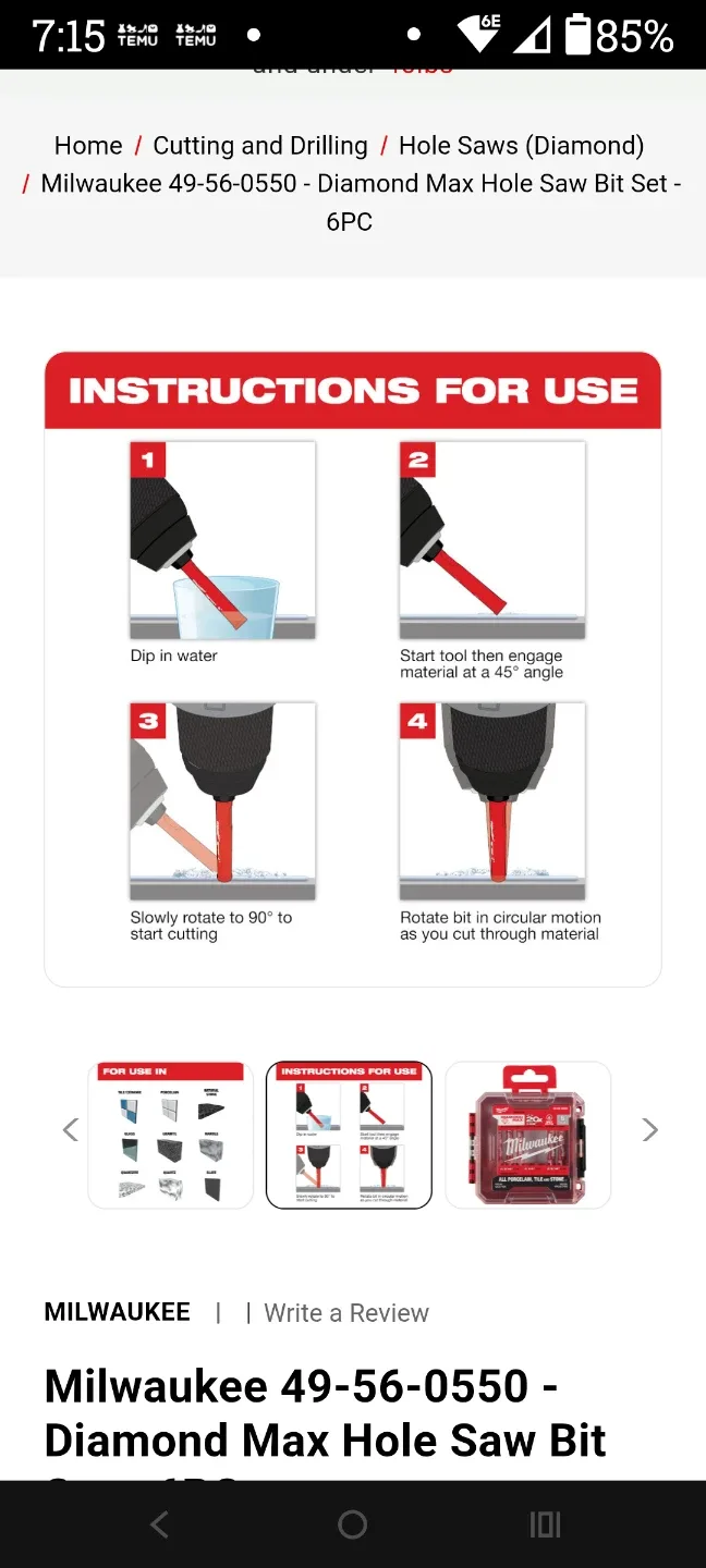 Milwaukee 49-56-0550 Diamond Max Hole Saw Bit Set - 6PC image indicator(3)