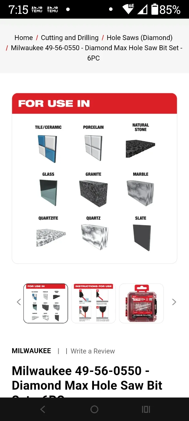 Milwaukee 49-56-0550 Diamond Max Hole Saw Bit Set - 6PC image indicator(4)