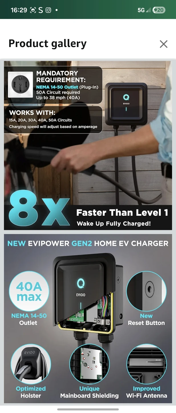 EVIQO Level 2 EV Charger, 40 Amp, 240V - photo 2