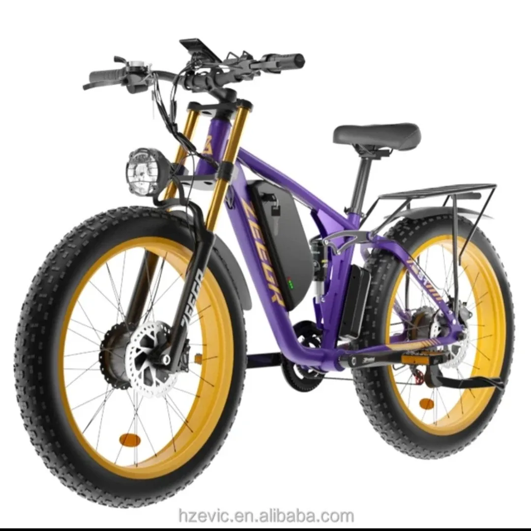 ZEEGO 48V 2000W Electric Bicycle - Purple/Yellow