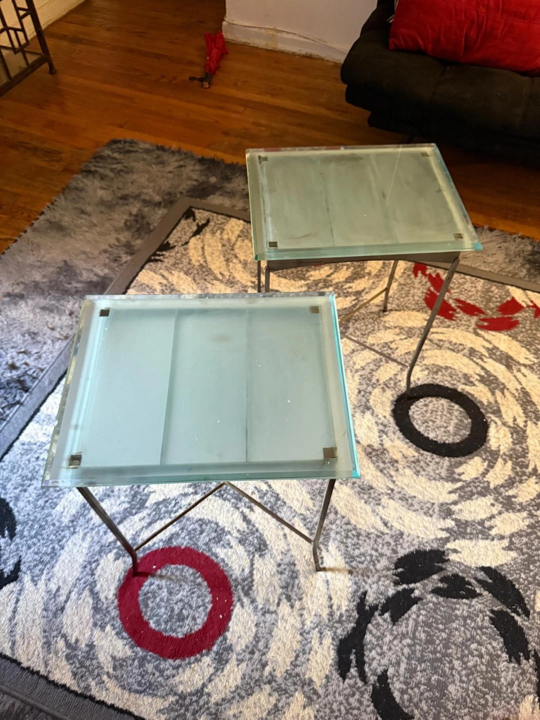 Glass Top Side Tables - Set of 2