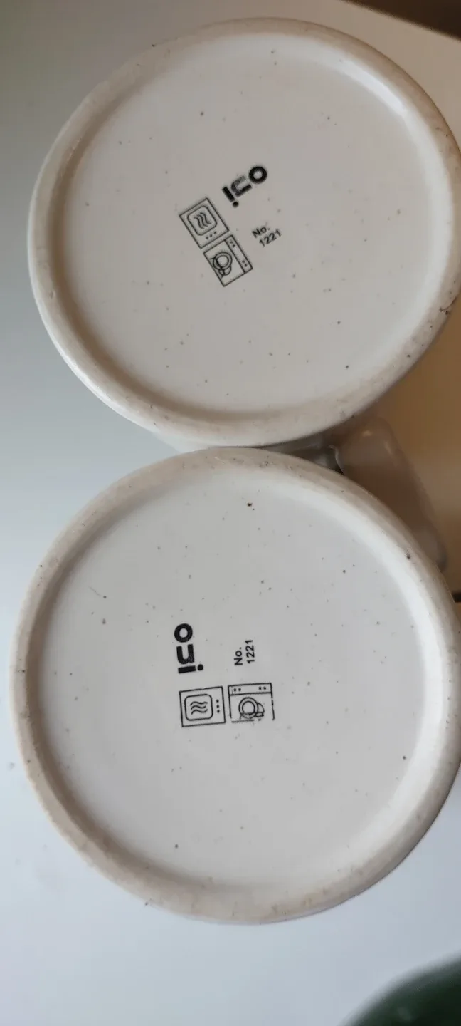 (NEW) OUI - Big size  Green & White Mugs (Set of 2) & Plate image indicator(5)