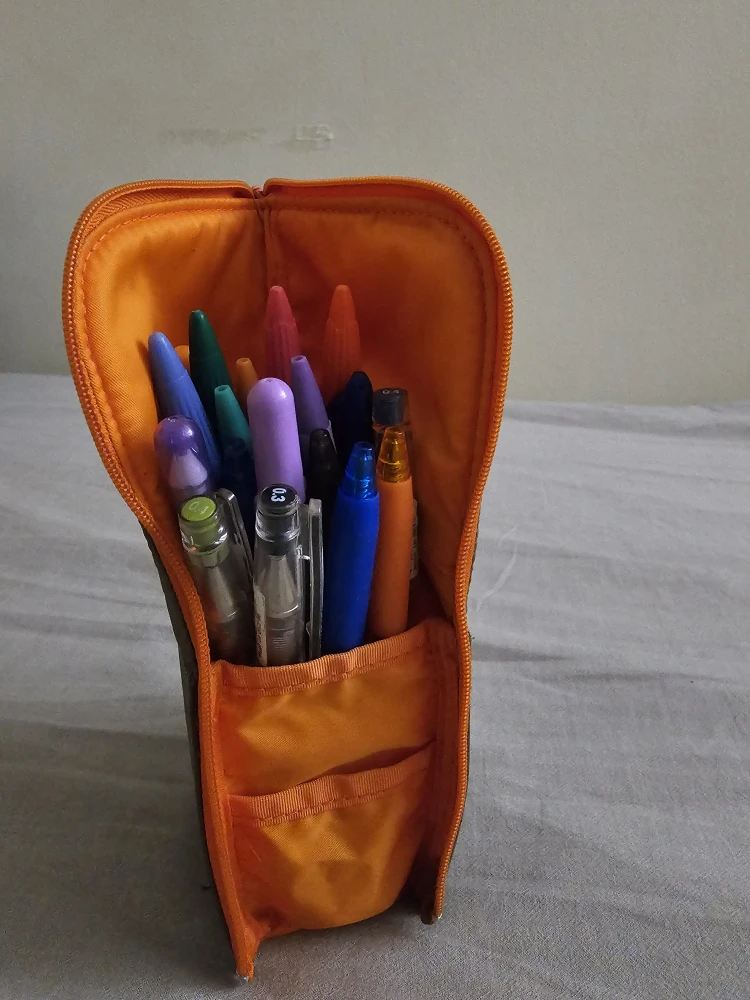 Orange Pencil Case with Stationery - photo 2