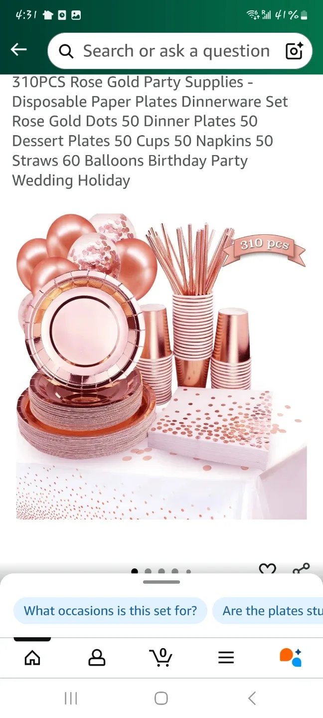 Rose Gold Party Supplies - 310 pcs NEW thumbnail
