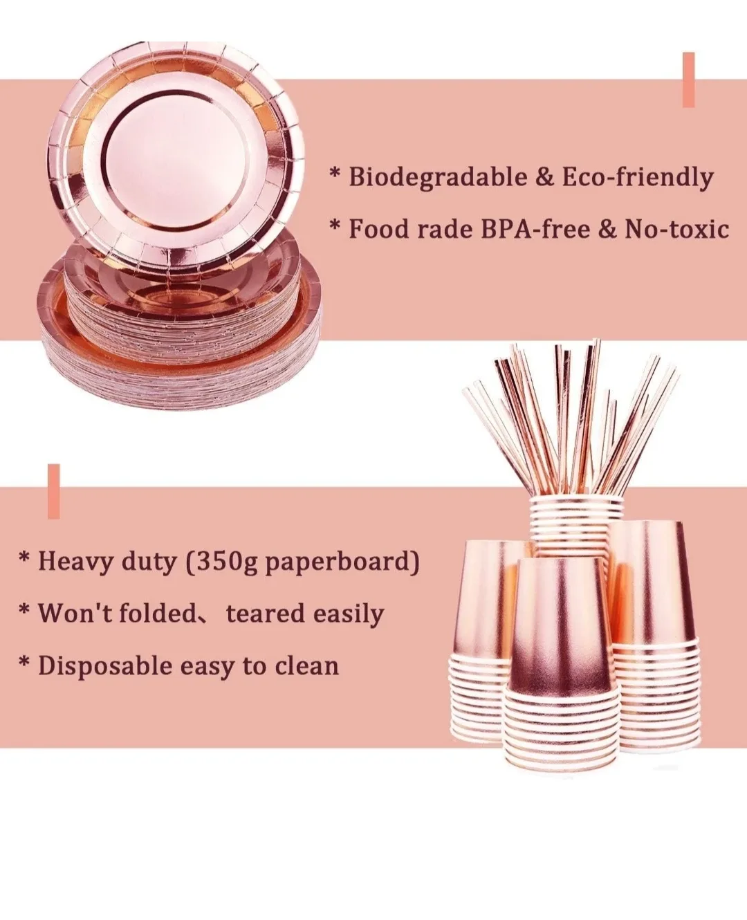 Rose Gold Party Supplies - 310 pcs NEW image indicator(3)