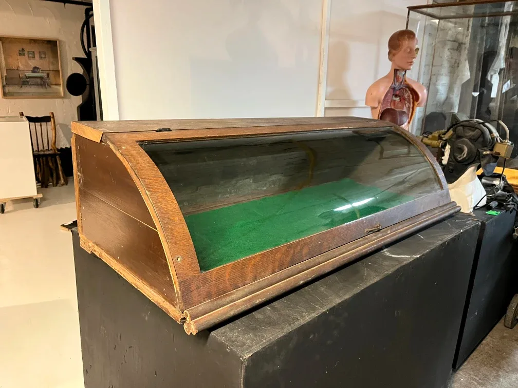 Antique Oak Curved Glass Display Case image indicator(3)