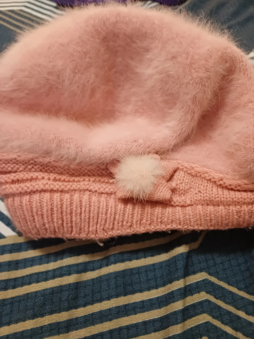 Pink Fuzzy Beret Hat