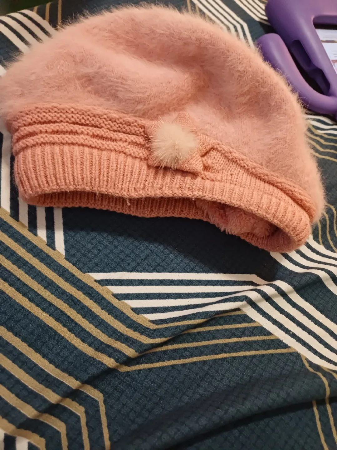 Pink Fuzzy Beret Hat image indicator(4)