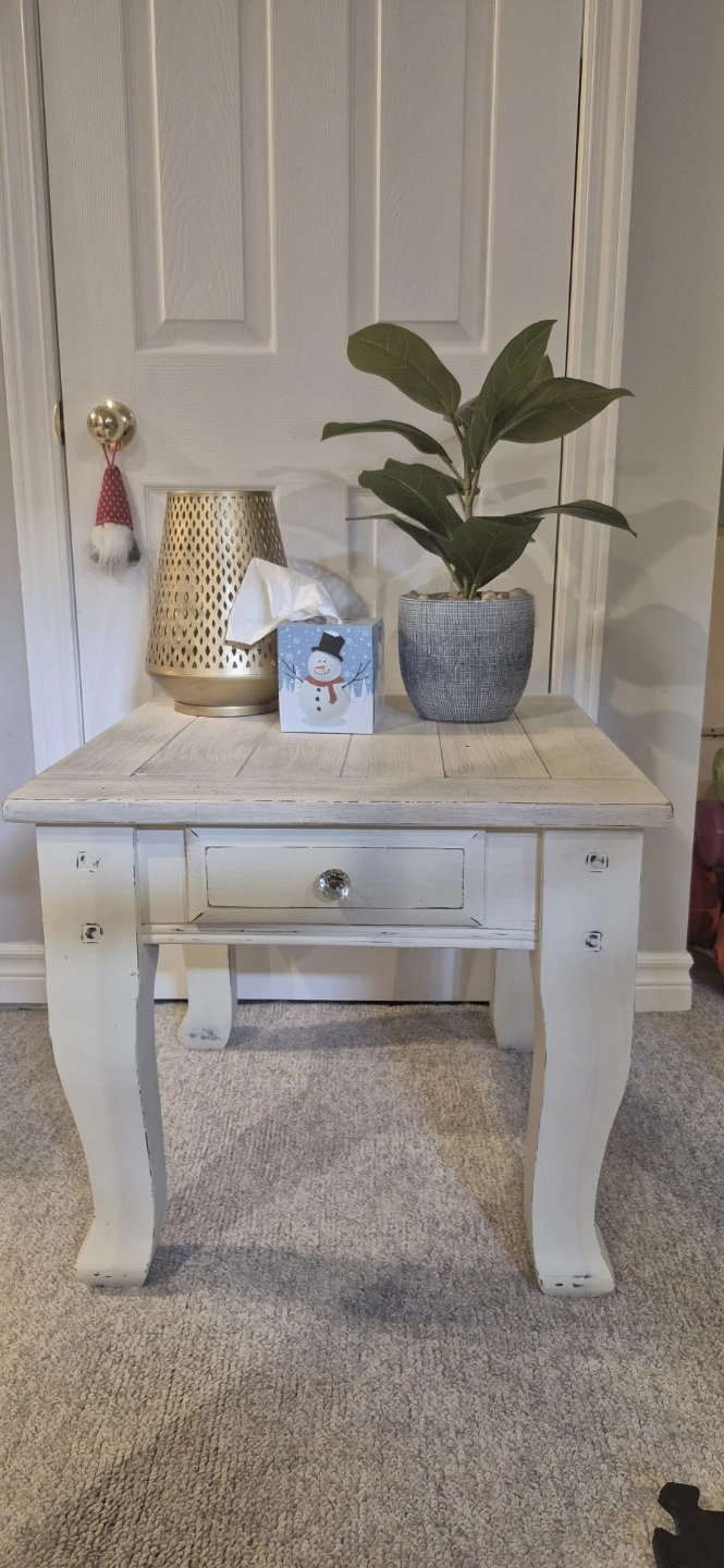 Whitewashed Wood End Table