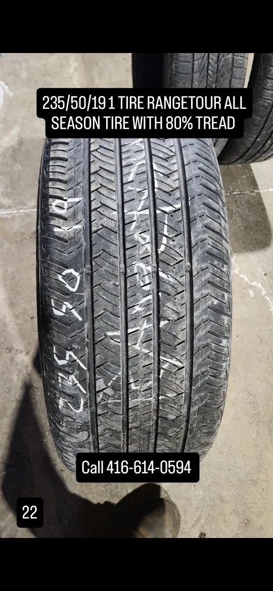 235/50/19 Tire RangeTour All Season 80% Tread