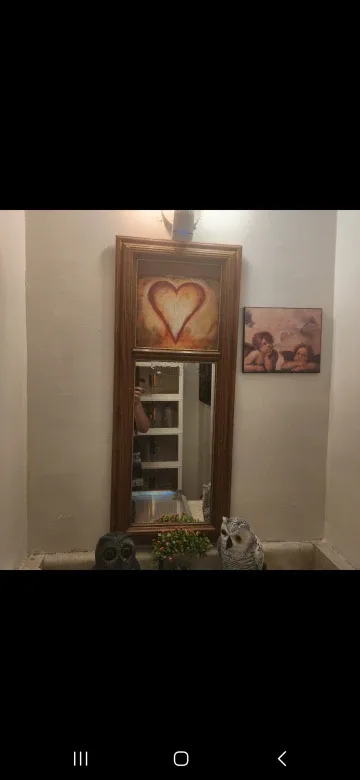 Framed Mirror with Heart Art