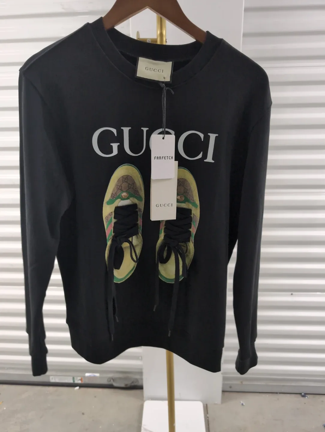 New Gucci Black Sweatshirt with Shoe Print
