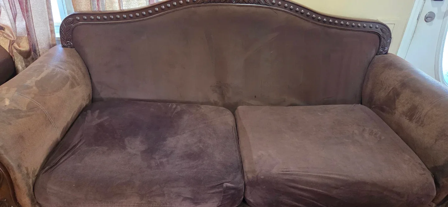 Used Brown Sofa and Loveseat Set image indicator(8)