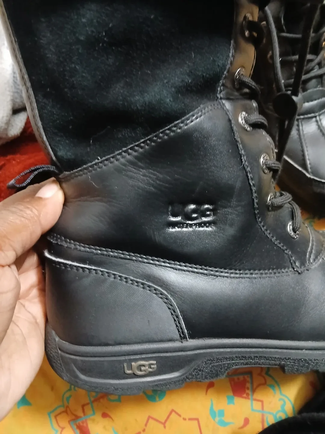 UGG Black Leather Boots, Size 5 image indicator(3)