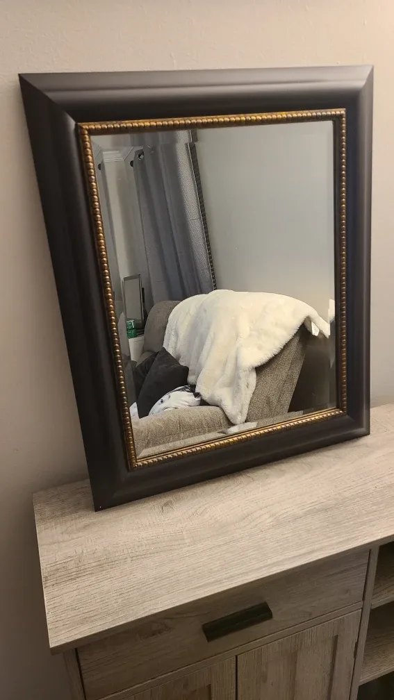 Framed Wall Mirror - Black & Gold Accent image indicator(2)