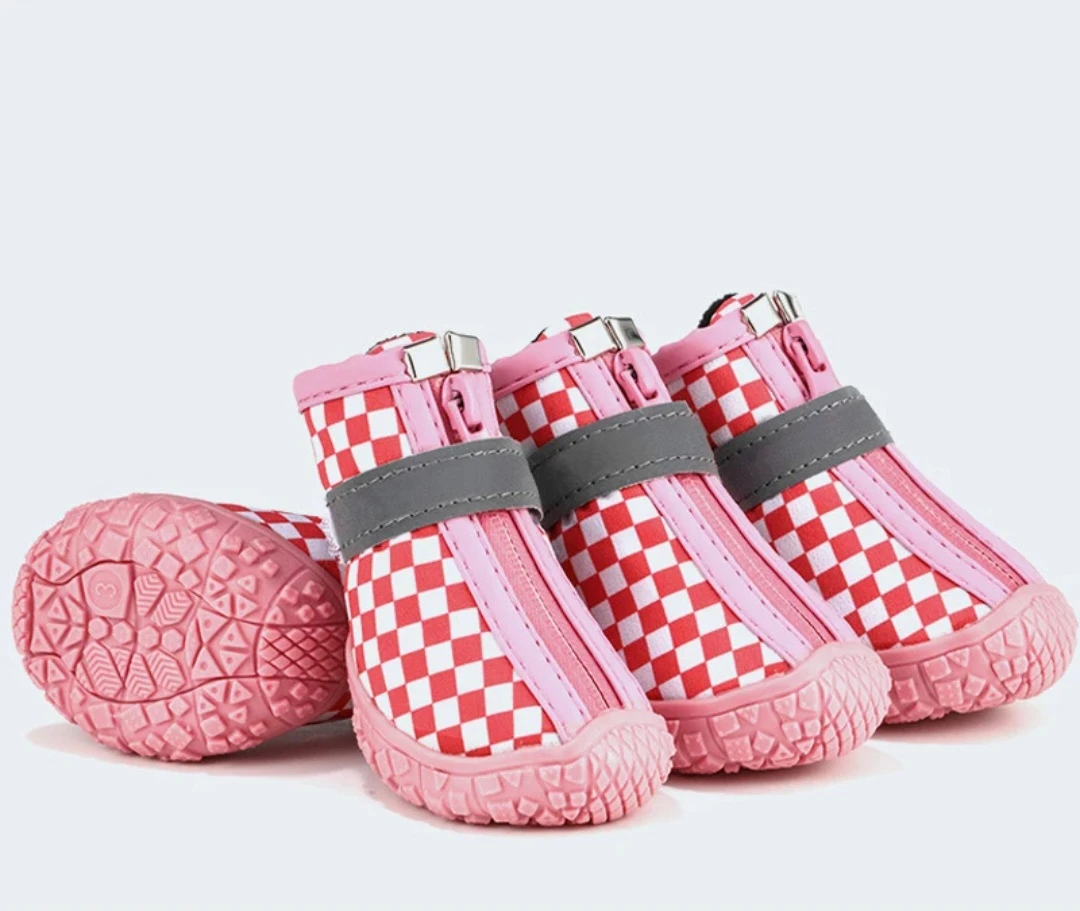 Brand New Petanims Dog Shoes - Pink & White - Size 5