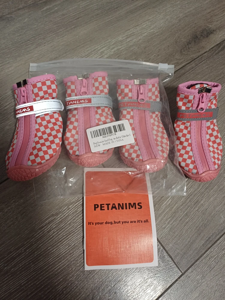 Brand New Petanims Dog Shoes - Pink & White - Size 5 - photo 2