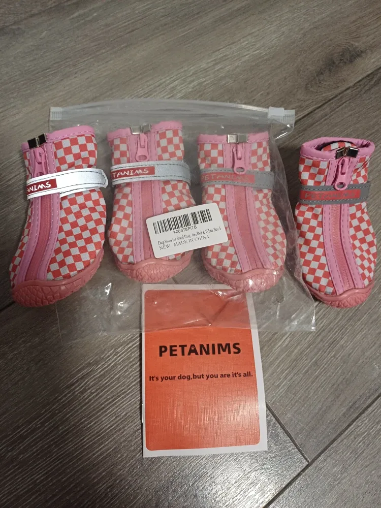Brand New Petanims Dog Shoes - Pink & White - Size 5 image indicator(2)