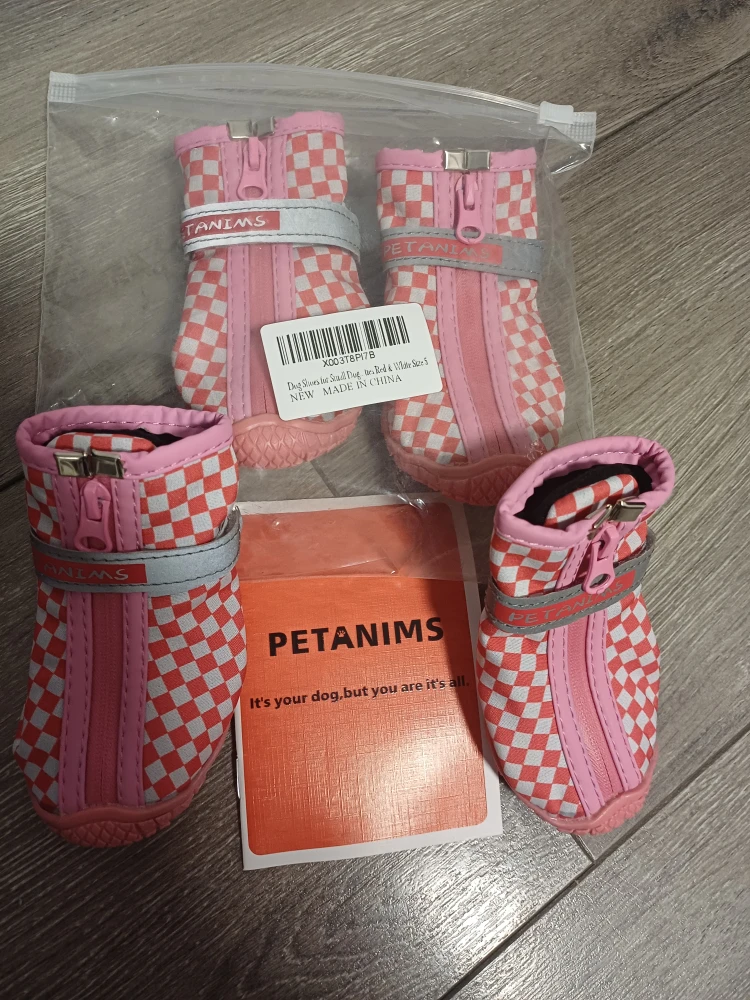 Brand New Petanims Dog Shoes - Pink & White - Size 5 - photo 3