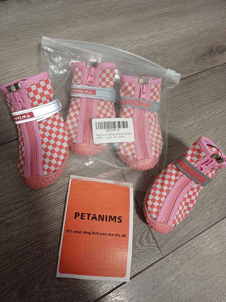 Brand New Petanims Dog Shoes - Pink & White - Size 5 - photo 4