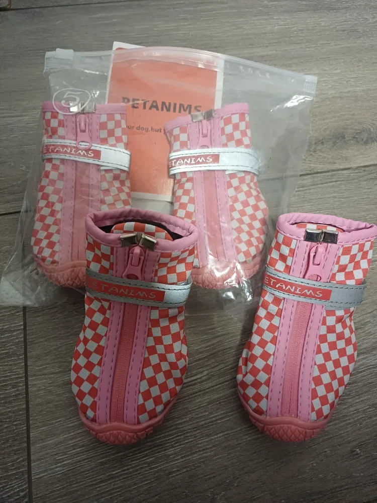 Brand New Petanims Dog Shoes - Pink & White - Size 5 image indicator(6)