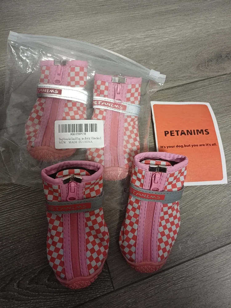 Brand New Petanims Dog Shoes - Pink & White - Size 5 image indicator(8)