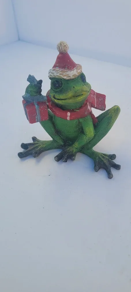 Christmas Frog Figurine