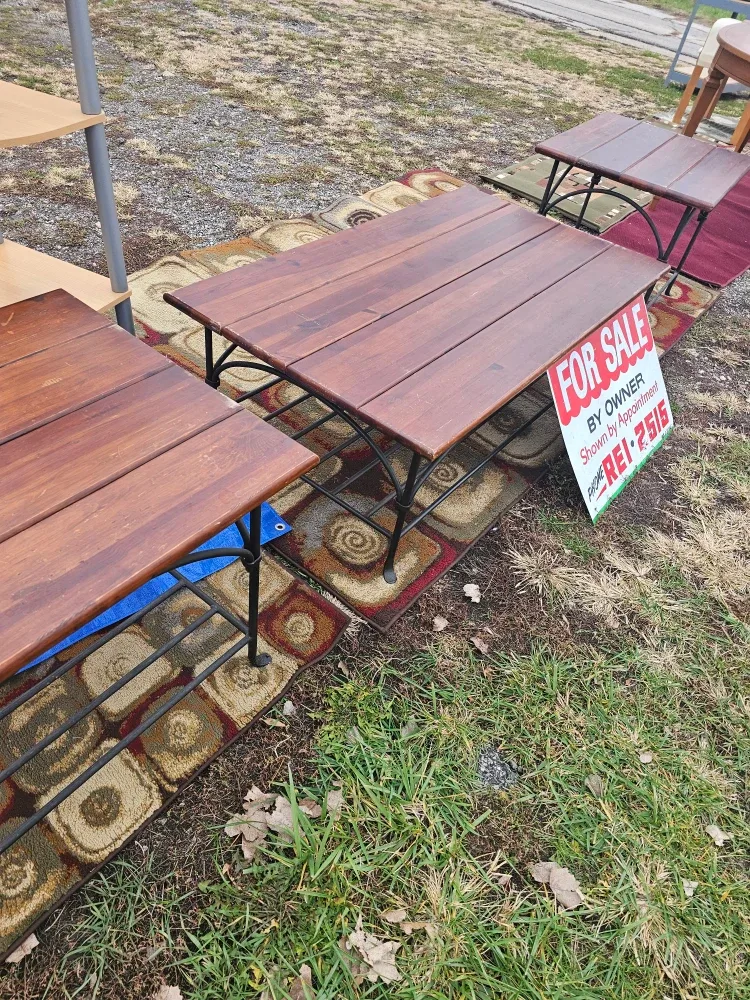 Rustic with metal Living Room Tables.
