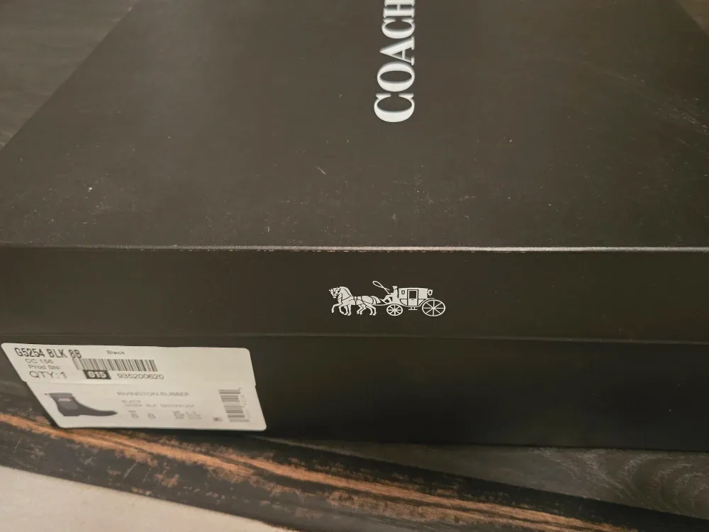 Coach Rivington Rubber Rain Bootie, Black, Size 8