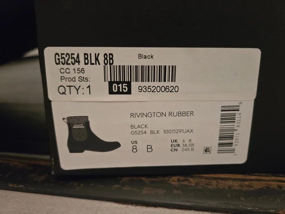 Coach Rivington Rubber Rain Bootie, Black, Size 8 image indicator(3)