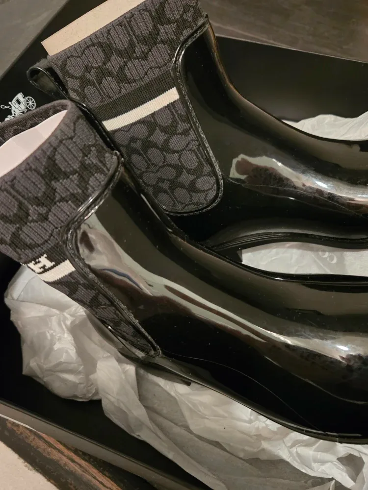 Coach Rivington Rubber Rain Bootie, Black, Size 8 image indicator(4)