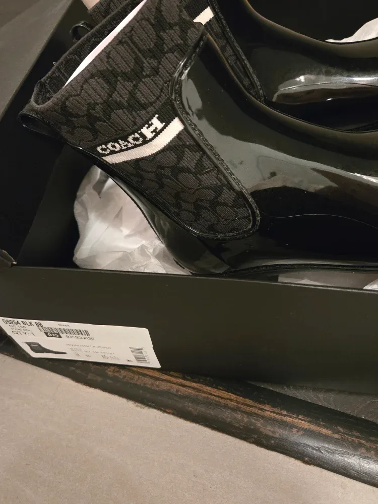 Coach Rivington Rubber Rain Bootie, Black, Size 8 image indicator(5)