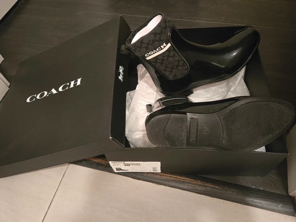 Coach Rivington Rubber Rain Bootie, Black, Size 8 image indicator(7)
