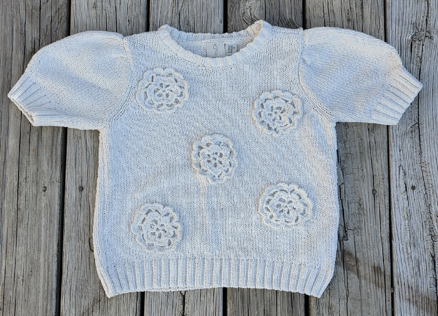 Joie Cream Floral Knit Sweater Top Size XS