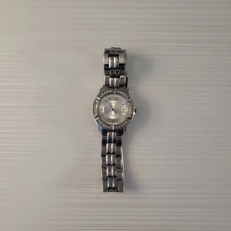 Gently Used! Guess Silver Finish Crystal Watch - Quick Pickup!🚀