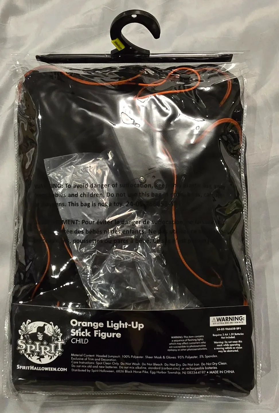 Orange Light-Up Stick Figure Costume - Size Child Medium 8 - 10 image indicator(9)